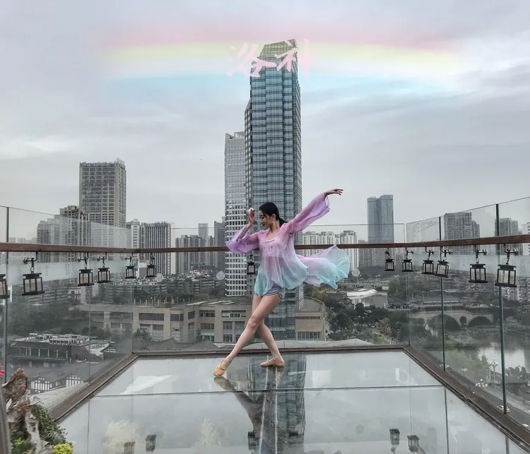 洛神原创自制古风渐变纱衣【花梦】第三版 粉紫蓝三色渐变