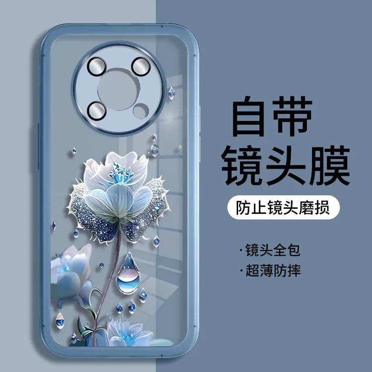 适用畅享50Pro手机壳透明硅胶防摔软全包自带镜头膜保护套花卉