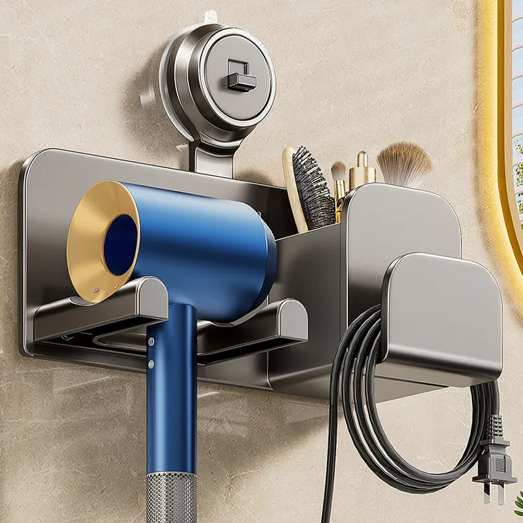 卫生间吸盘吹风机置物架免打孔浴室吸盘风机支架厕所电吹风收纳架