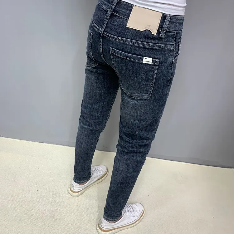 秋冬新款高档牛仔裤男美式复古韩版修身百搭休闲弹力痞帅小脚长裤