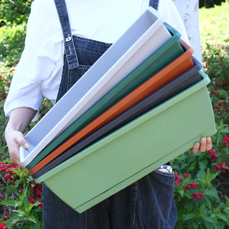 霍伦阳台种菜神器塑料树脂长条花盆室外长方形加厚种菜盆清仓包邮