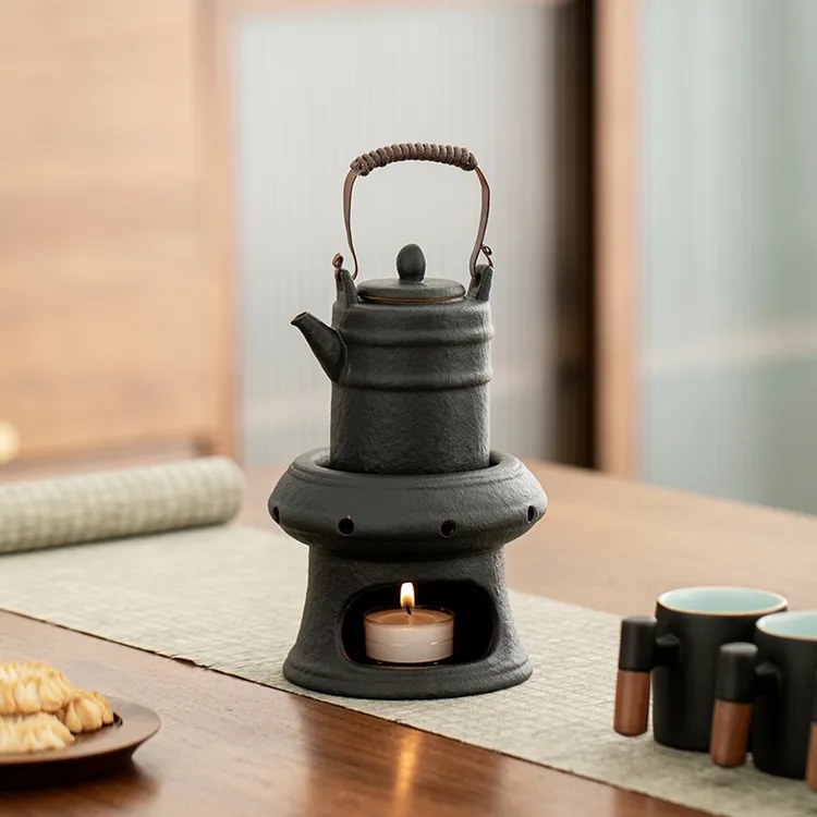 中式复古蜡烛温茶炉暖茶炉茶具套装一壶四杯保温茶壶茶杯家用小套