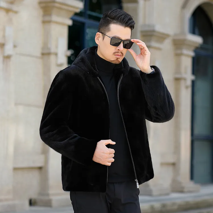 BOYAN/卜言潮流休闲男外套源头工厂貂秋冬男装外套夹克皮衣草大衣