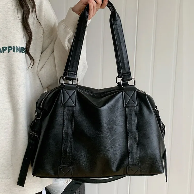 潮酷轻便手提行李袋旅行包女大容量托特包短途出差旅游收纳单肩包