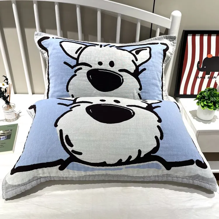 全棉纱布棉枕巾一对吸汗柔软透气家用成人单人情侣纯棉枕头巾盖巾