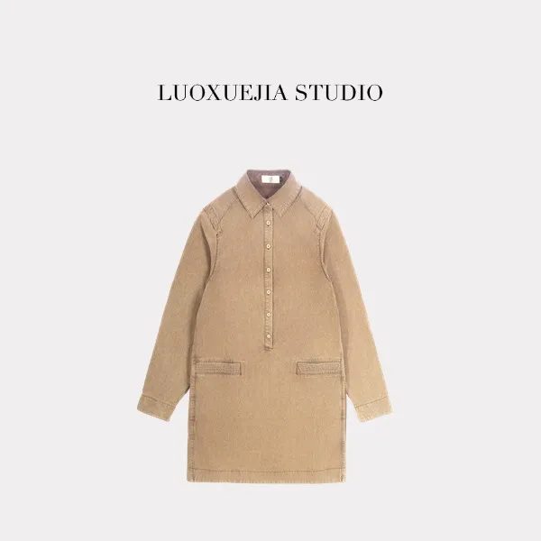 LXJ24415「杜赛画廊」艺术复古翻领连衣裙