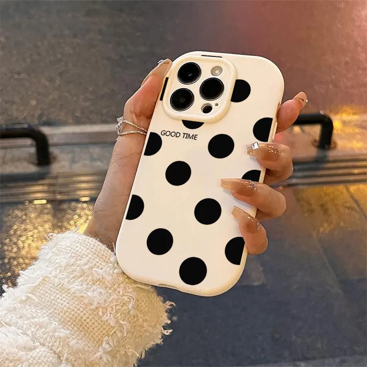 简约波点适用于iphone15苹果14Promax手机壳13软12防摔11硅胶创意