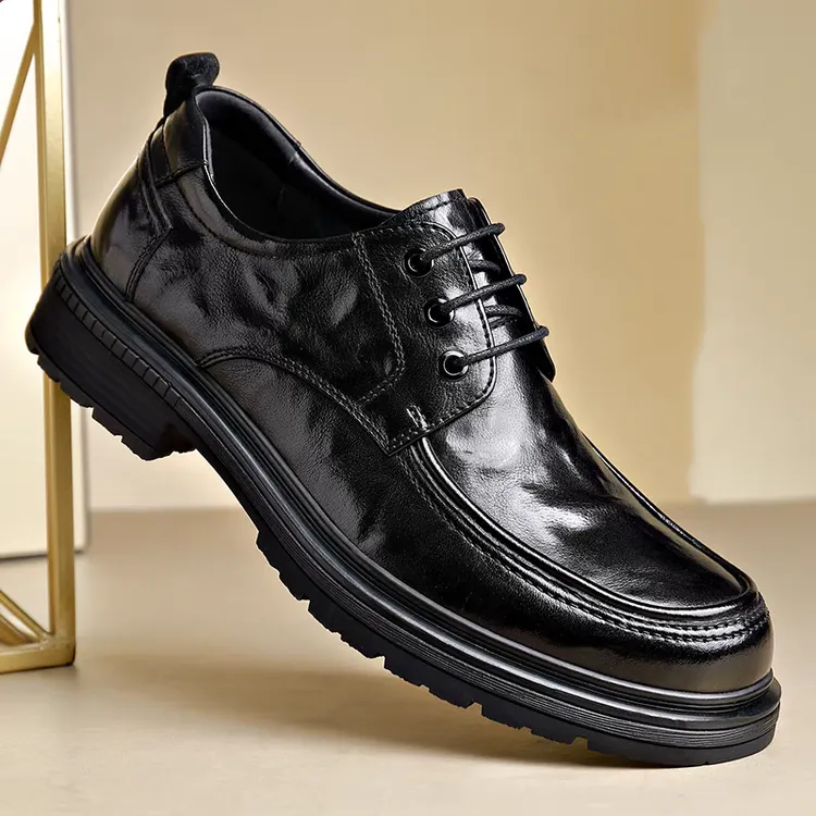 男士商务休闲皮鞋真皮透气百搭英伦风正装婚鞋