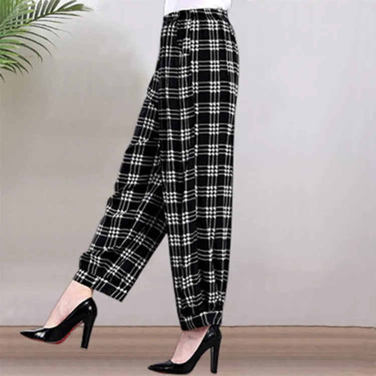 中老年高腰灯笼裤女夏薄款大码宽松防蚊妈妈裤民族风休闲广场舞裤