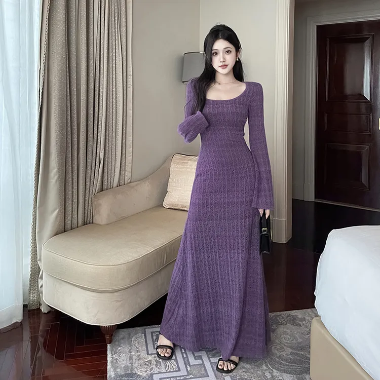 【紫色韵味】磨毛冬季套装女内搭打底吊带连衣裙罩裙两件套秋冬新款