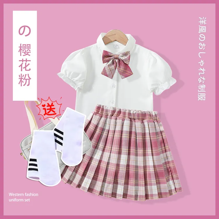 jk制服套装女童2025春夏季JK衬衫百褶裙学院风8-16儿童日系水手服