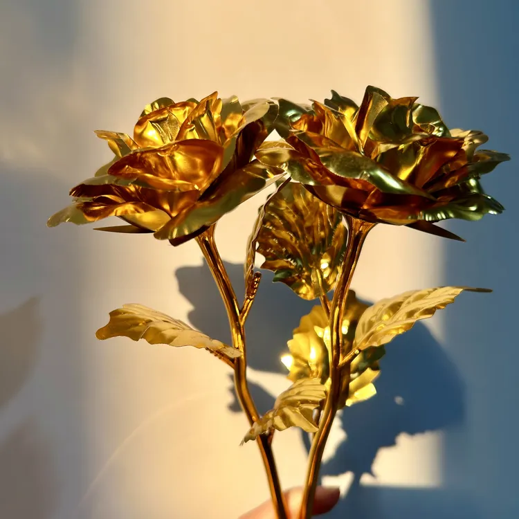蚀金玫瑰红狼三角洲行动24k裸花七夕情人节礼品DIY金箔玫瑰花来