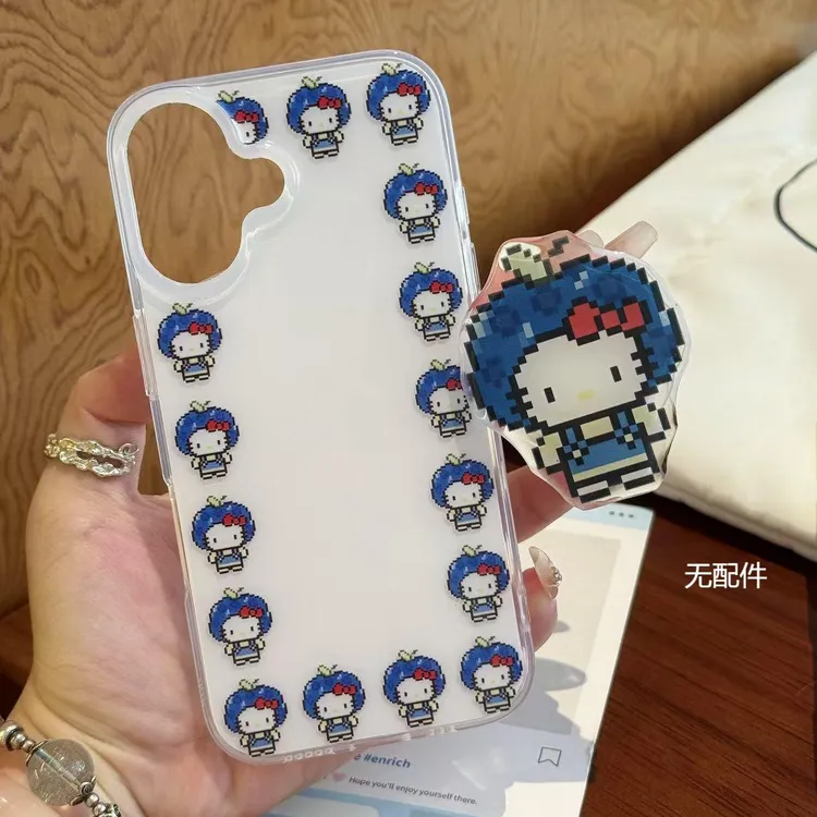 蓝莓头套KT猫IMD适用iPhone16手机壳华为荣耀vivo创意oppo硬壳款