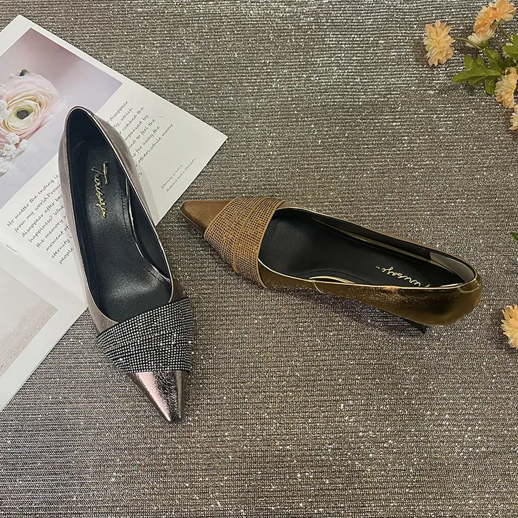 TROWSAGE/羊皮/4cm/尖头浅口单鞋粗跟百搭女鞋25D325