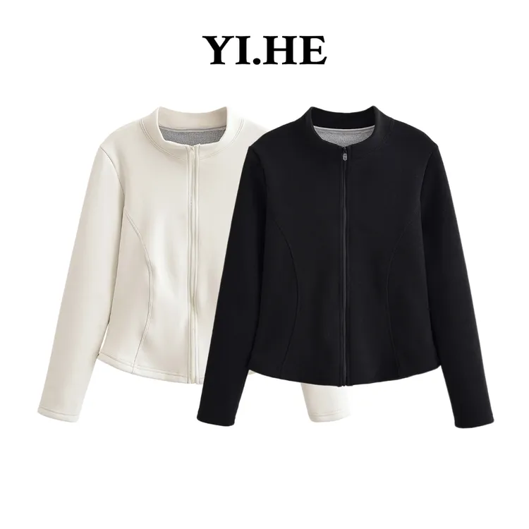 YIHE/2025 德绒立领小蛮腰打底衫秋冬季新款纯色百搭保暖女士上衣