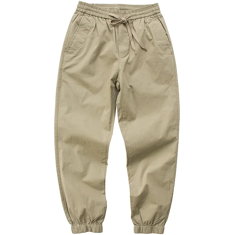 景君澜男夏季薄款休闲裤百搭纯棉弹力宽松长裤速干抽绳工装束脚裤