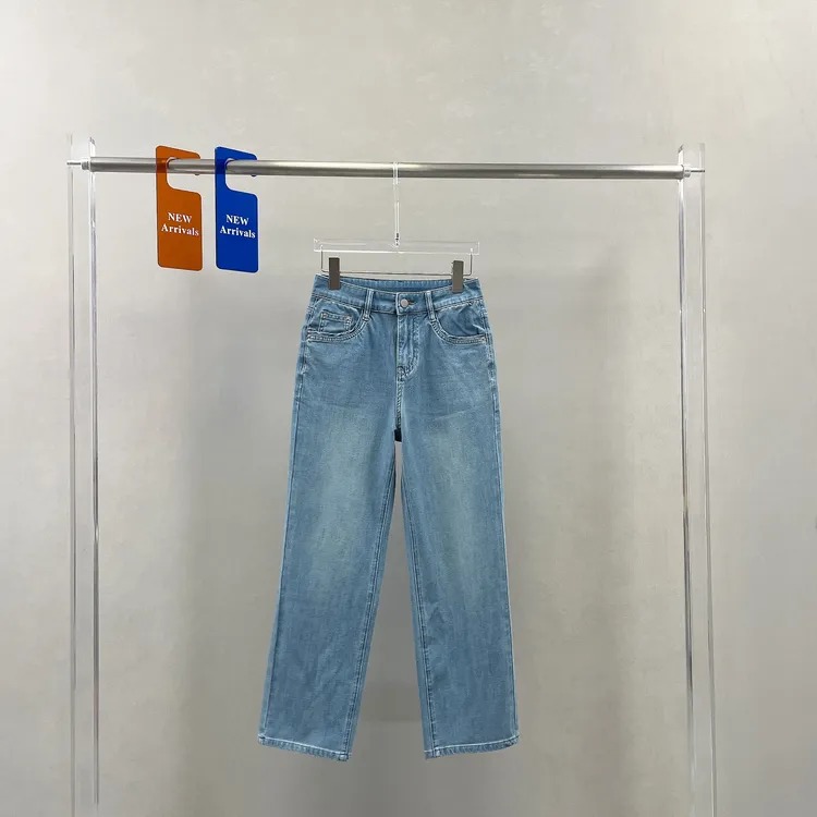 四面弹高腰显瘦薄烟管牛仔裤2025春夏新款直筒九分面膜裤女88955