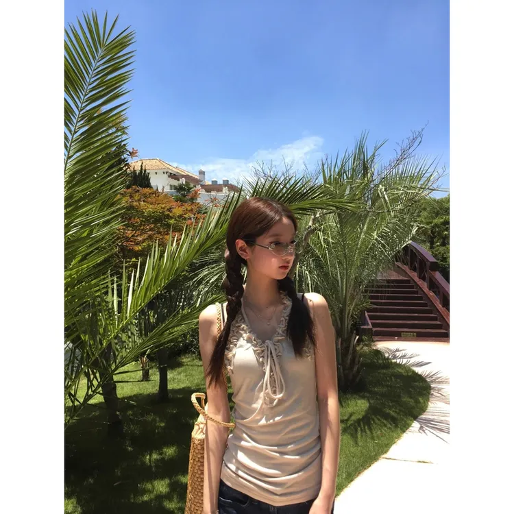 XIXI通勤甜美修身型吊带背心辣妹复古athflow风工装风