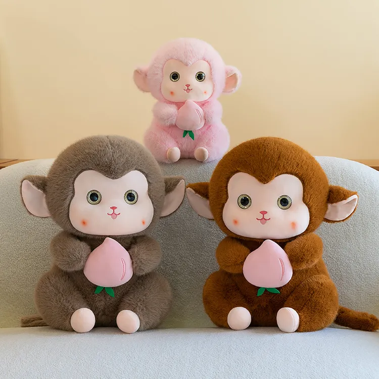 可爱猴子毛绒玩具小猴子玩偶公仔抱桃猴布偶儿童布娃娃生日礼物女
