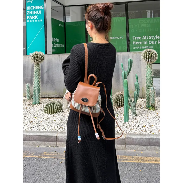 BYZZ小型手提书包2025秋冬新款甜酷复古牛仔双肩包女学生外出背包