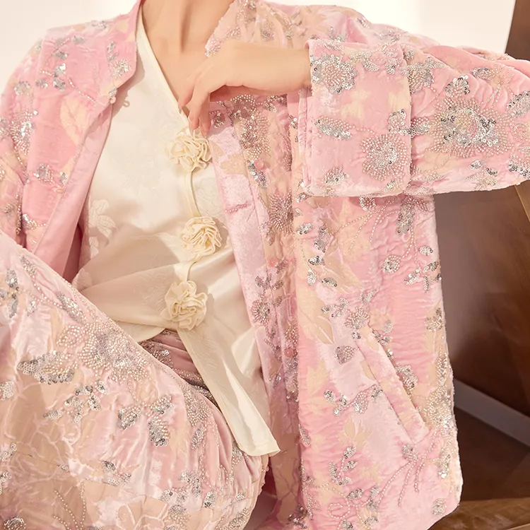 新款高端新中式国风重工钉珠亮片设计感上衣气质减龄外套女 N1029