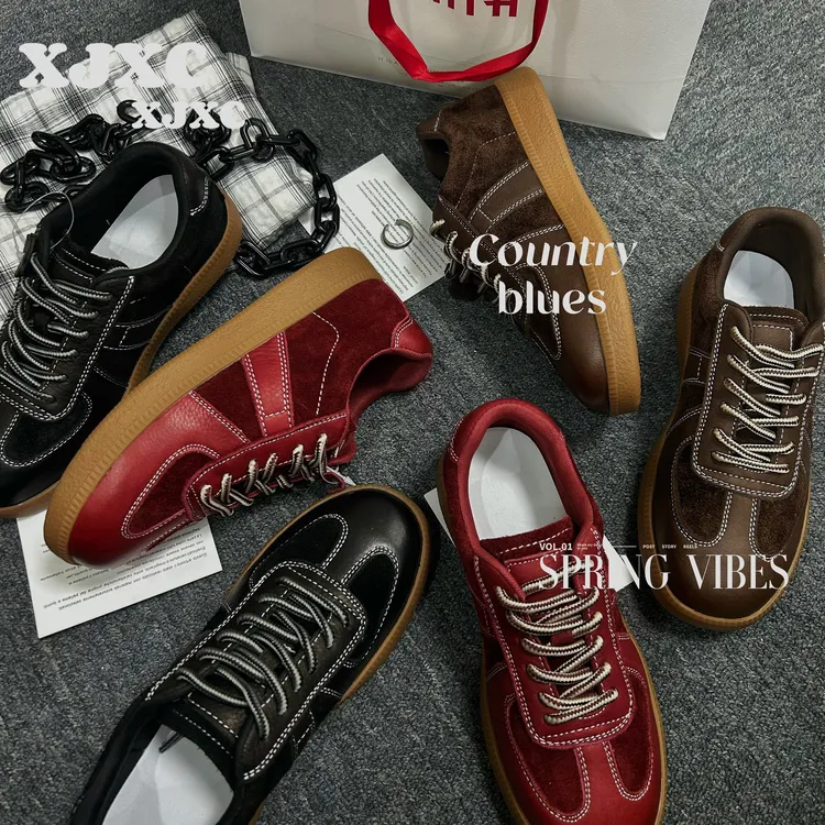 德训鞋圆头秋季休闲板鞋板鞋潮流百搭复古