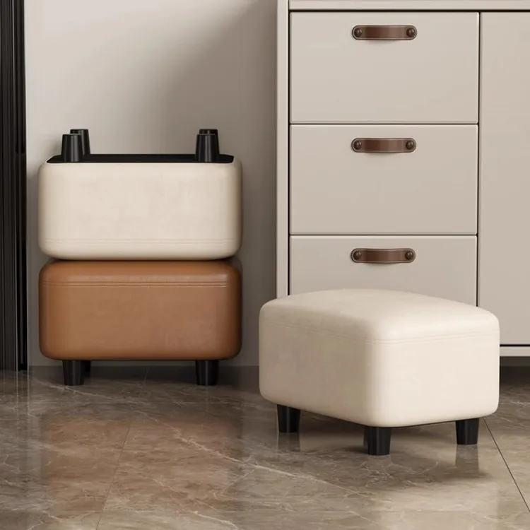 换鞋凳门口家用玄关入户穿鞋小凳子沙发软包实木矮脚凳加厚防滑凳