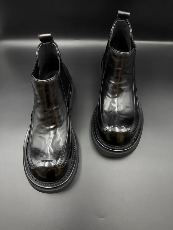 丹妮出品男士秋季切尔西靴有单有棉休闲风一脚蹬休闲皮鞋