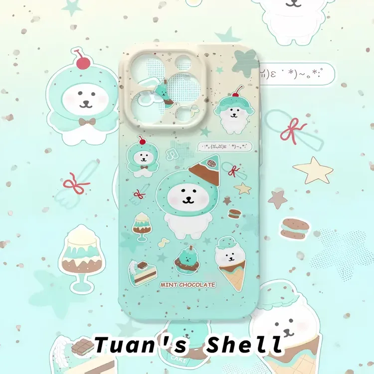 冰淇淋自嘲熊适用苹果16Promax菲林手机壳华为畅享oppo小米15vivo