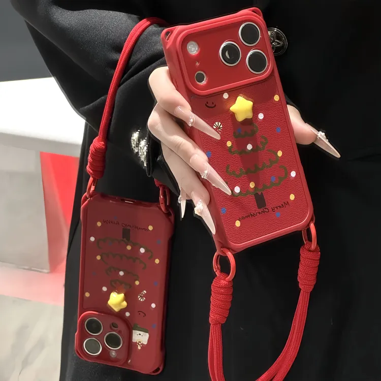 星星圣诞树挂绳适用苹果17/16promax手机壳小米15vivo华为p70oppo