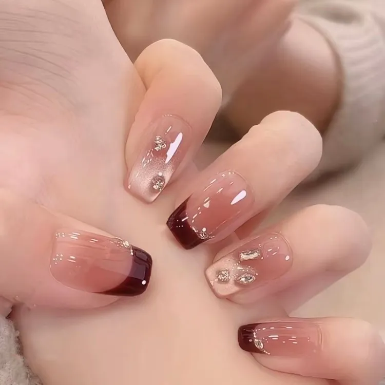 【栗子蛋糕】经典腮红色法式简约优雅显白气质穿戴甲