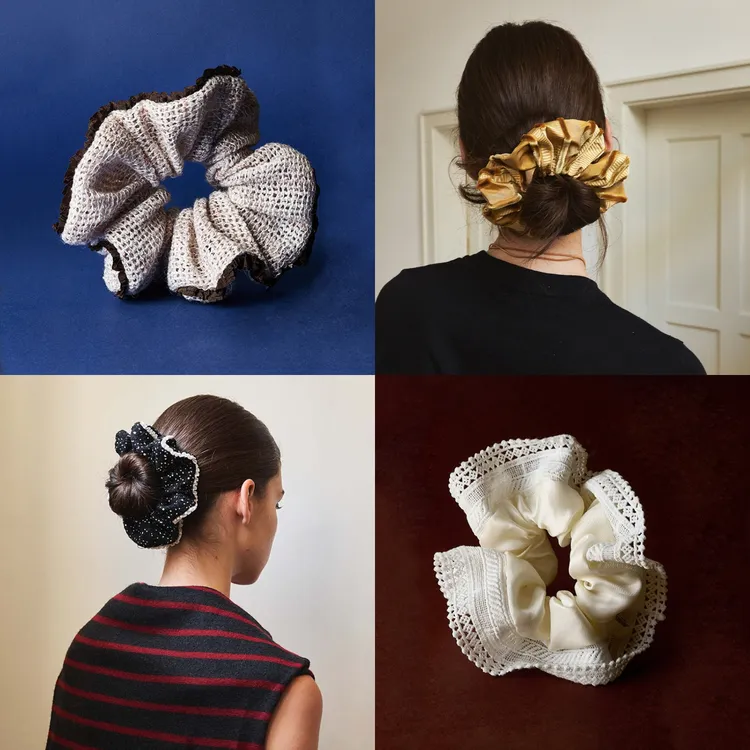 sorbet秋日奏鸣曲丝绒点高级感大肠发圈蕾丝法式条纹发饰绳头花边