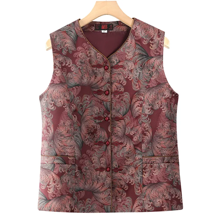 中老年女装春秋马夹大码妈妈装秋冬款加绒加厚背心坎肩奶奶装马甲