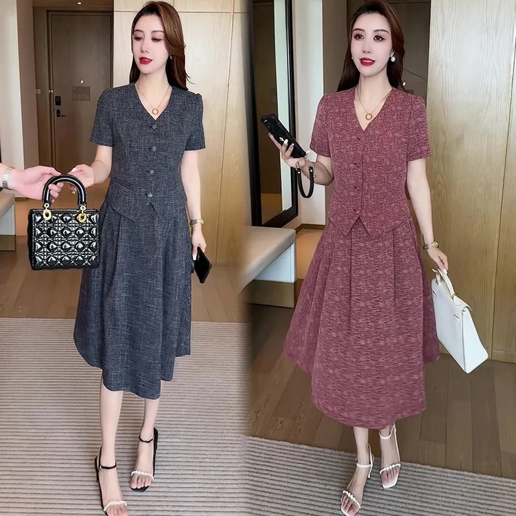 小香风套装裙女2025夏季新款洋气显瘦短款上衣半身裙气质两件套潮