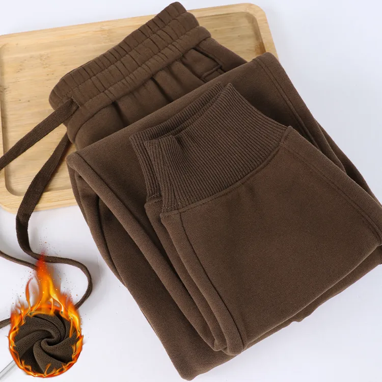 休闲卫裤女加绒加厚宽松秋冬款保暖束脚长裤子潮流女士运动小脚裤