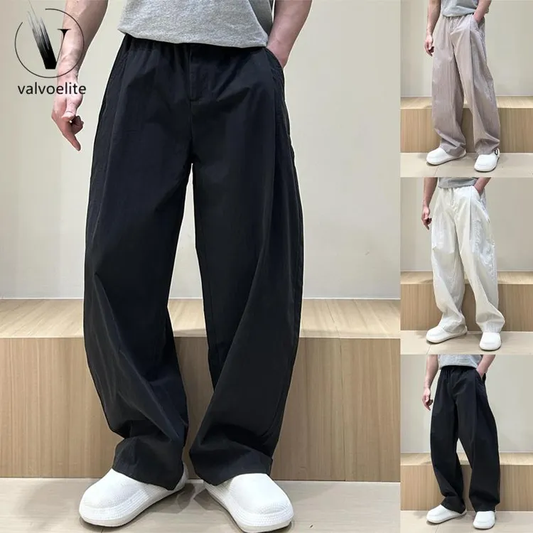 VALVOELITE夏季薄款休闲裤男新款简约百搭直筒裤垂感宽松裤子男弯