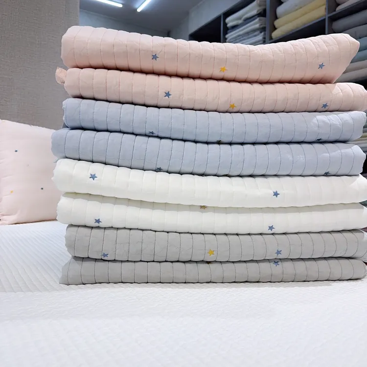 韩系超柔软莫代尔云朵软床盖星星刺绣