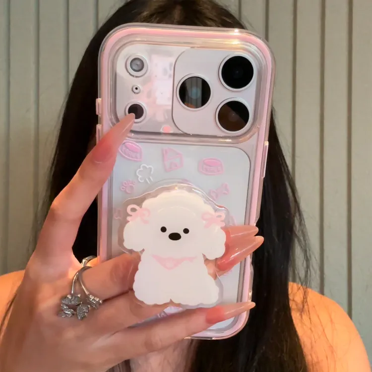 欧克里里线条骨头小狗支架适用苹果17/16手机壳华为vivo小米oppo