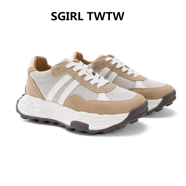SGIRL TWTW2025年秋季新款真皮厚底拼色系带时尚休闲鞋老爹鞋女鞋