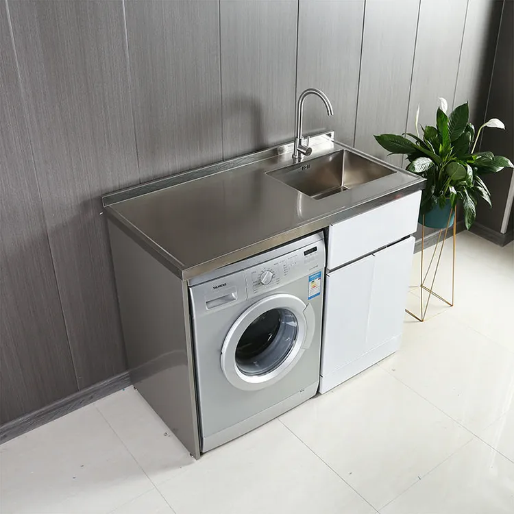 不锈钢阳台洗衣机柜滚筒洗衣机伴侣橱柜洗衣机一体盆防水抗晒新款