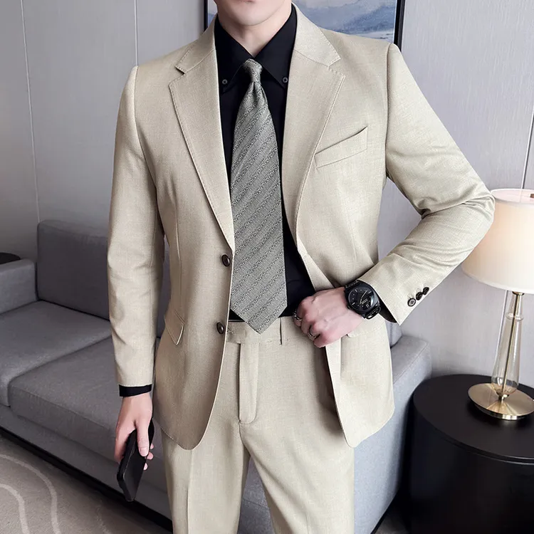 新款男士西装外套商务正装休闲修身职业潮流意式含羊毛小西服套装