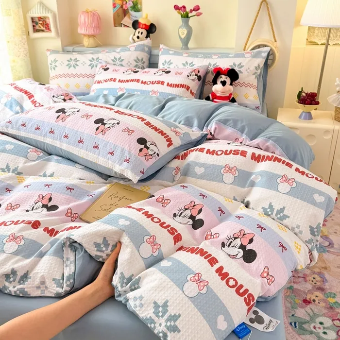 迪士尼卡通全棉四件套可爱女生被套单人床单儿童全棉三件套宿舍用