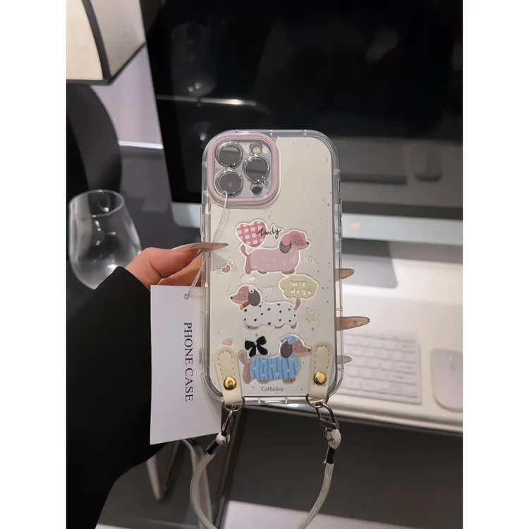 三只腊肠狗适用苹果16promax泡芙手机壳iPhone15羽纱华为oppo小米