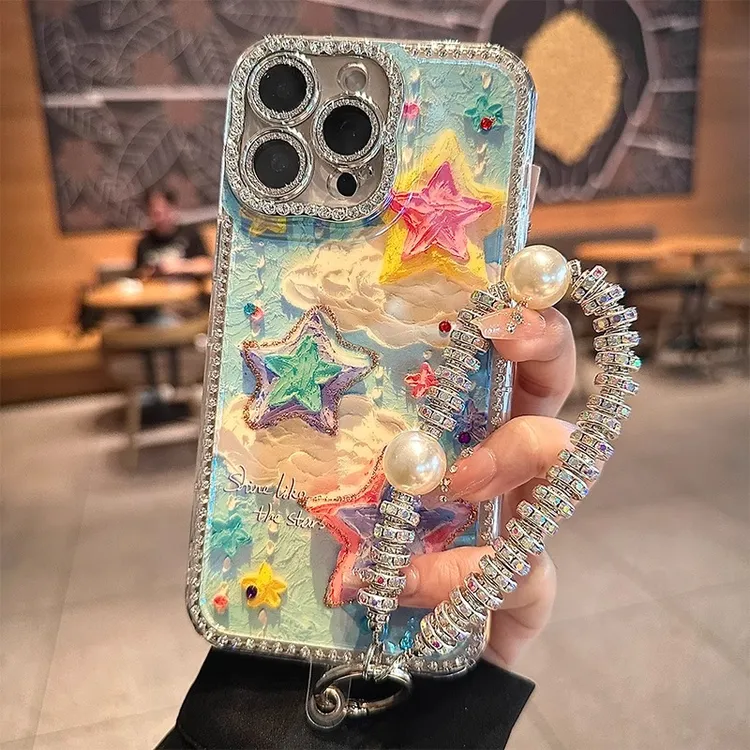 彩云星星适用苹果16promax手机壳闪钻镜头膜iphone15promax保护壳
