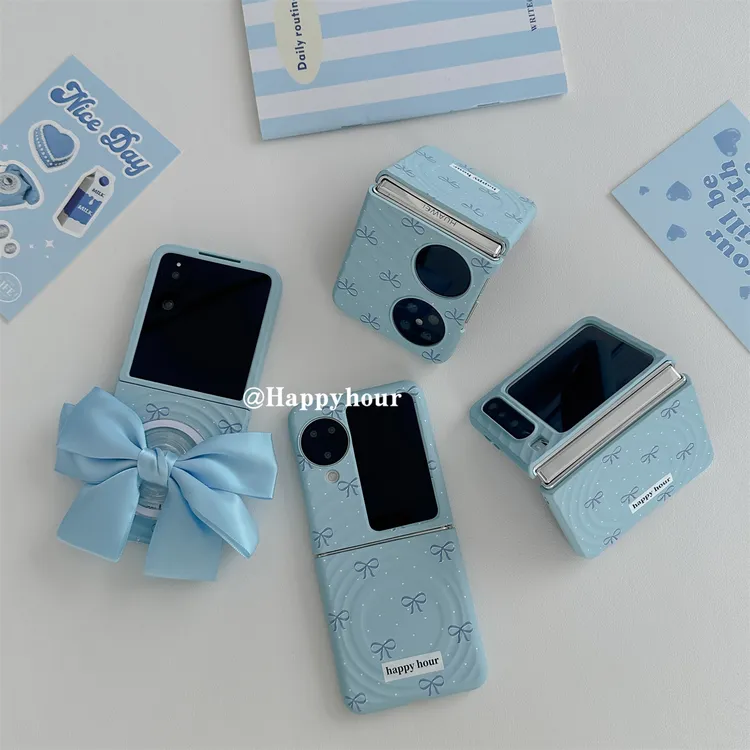 ins韩风爱心蝴蝶结适用华为purax磁吸手机壳小米mixflip1/2保护壳