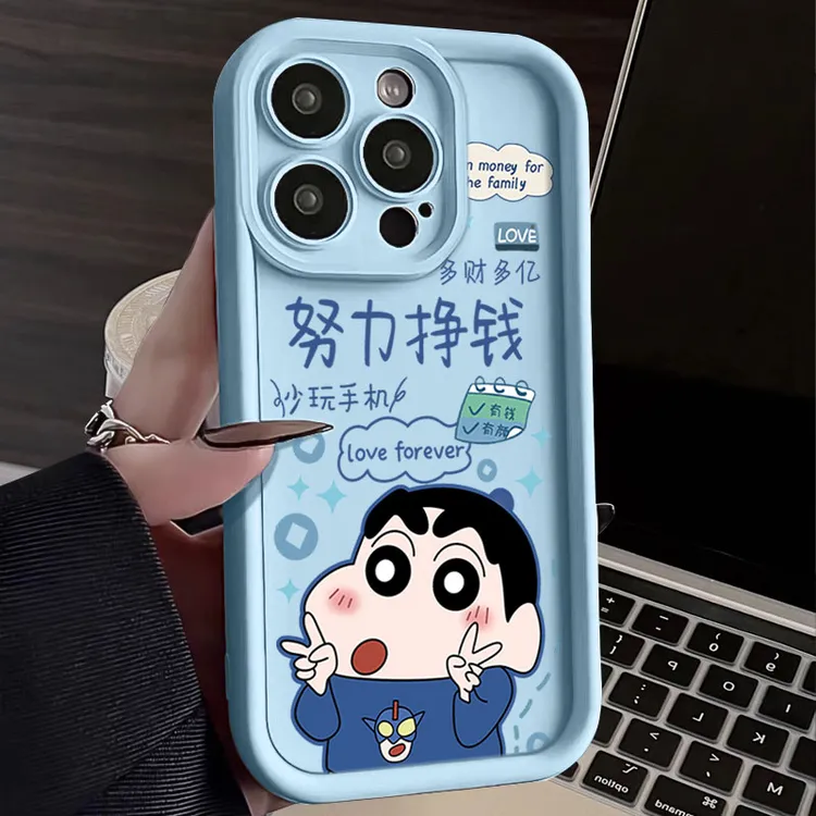 努力挣钱小新适用iphone16苹果手机壳15promax金刚砂14软131211