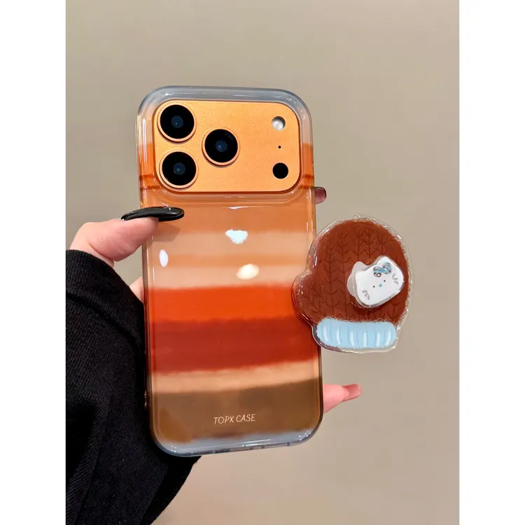 适用苹果iphone17promax晕染手套16pro秋冬15支架14ins韩系手机壳