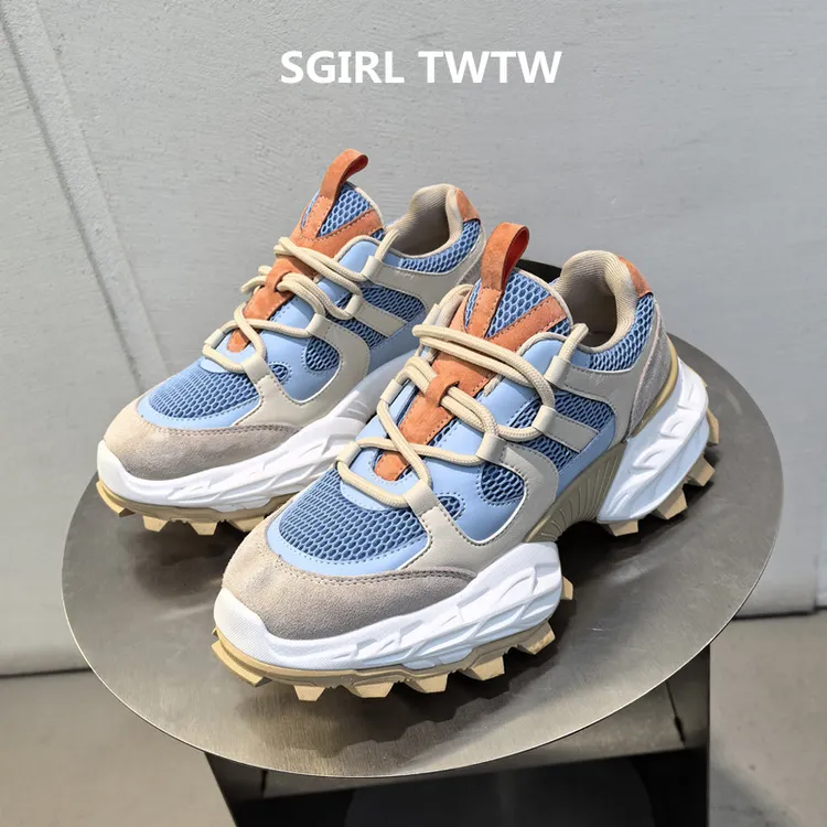 2025年新款SGIRL TWTW真皮网布防滑透气时尚休闲鞋百搭老爹鞋女鞋
