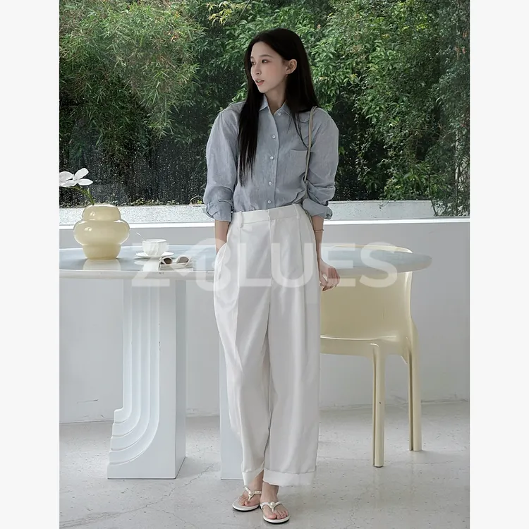 Z.blues【穿不腻神裤】白色打褶九分裤YZJYJ1104