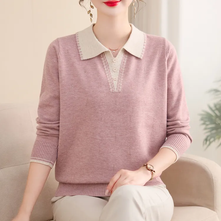 妈妈洋气针织上衣中年女装秋装2025新款毛衣中老年春秋气质打底衫